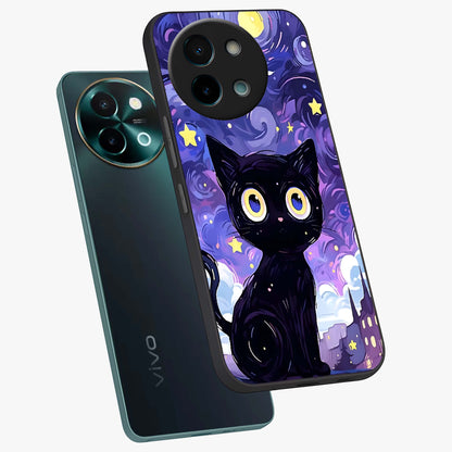 Abstract Cat Art Glass Case displayed in angled mockup highlighting modern abstract cat artwork and sleek glass surface.