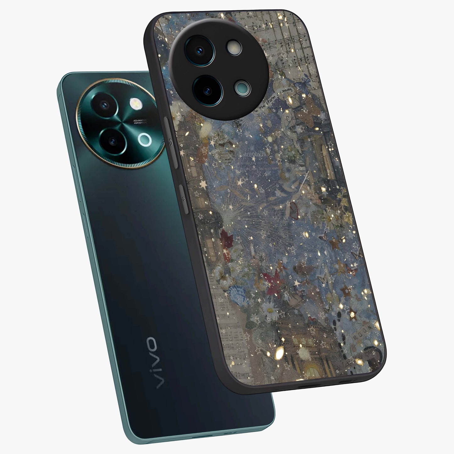 Aesthetic Astrolophia Glass Case displayed in angled mockup highlighting artistic aesthetic elements and smooth glass surface.