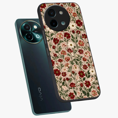 Biege Flower With Leaf Glass Case displayed in angled mockup highlighting minimal floral leaf design and elegant aesthetic.