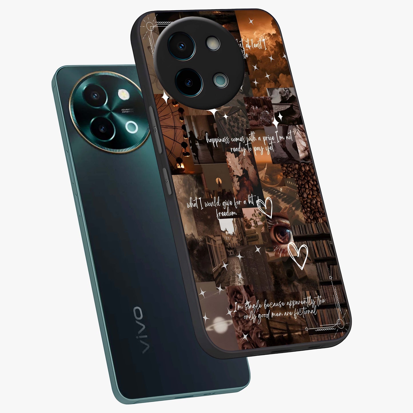 Bittersweet Aesthetic Chaos Glass Case displayed in angled mockup highlighting expressive abstract artwork and edgy aesthetic theme.
