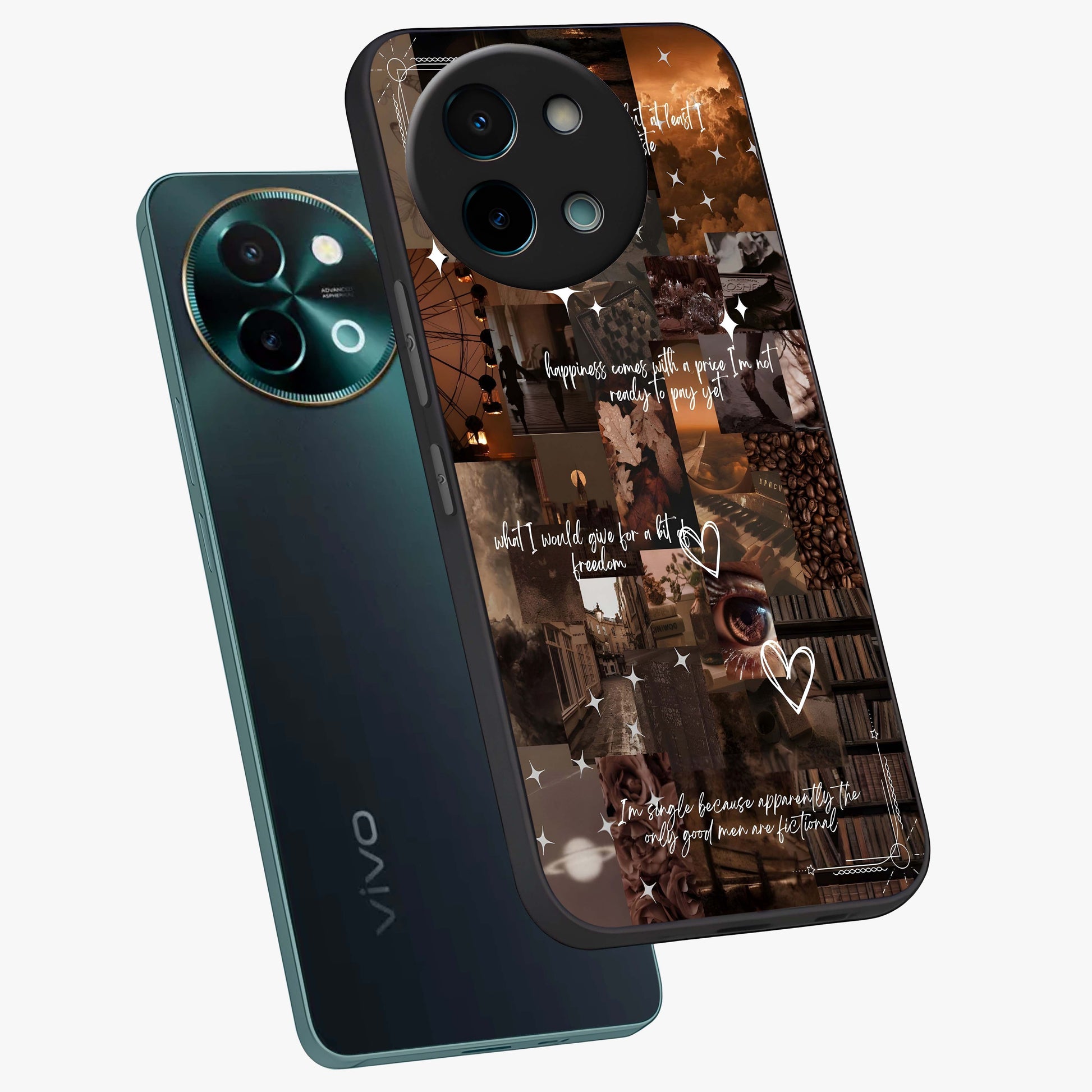 Bittersweet Aesthetic Chaos Glass Case displayed in angled mockup highlighting expressive abstract artwork and edgy aesthetic theme.