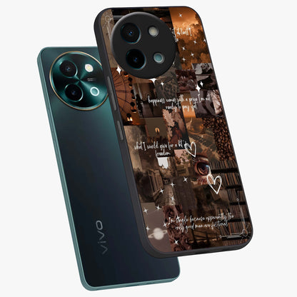 Bittersweet Aesthetic Chaos Glass Case displayed in angled mockup highlighting expressive abstract artwork and edgy aesthetic theme.