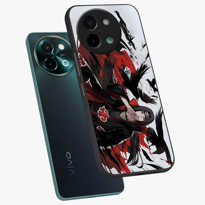 Crimson Crow Illusion Glass Case displayed in angled mockup highlighting mysterious crow graphic with dark aesthetic style.