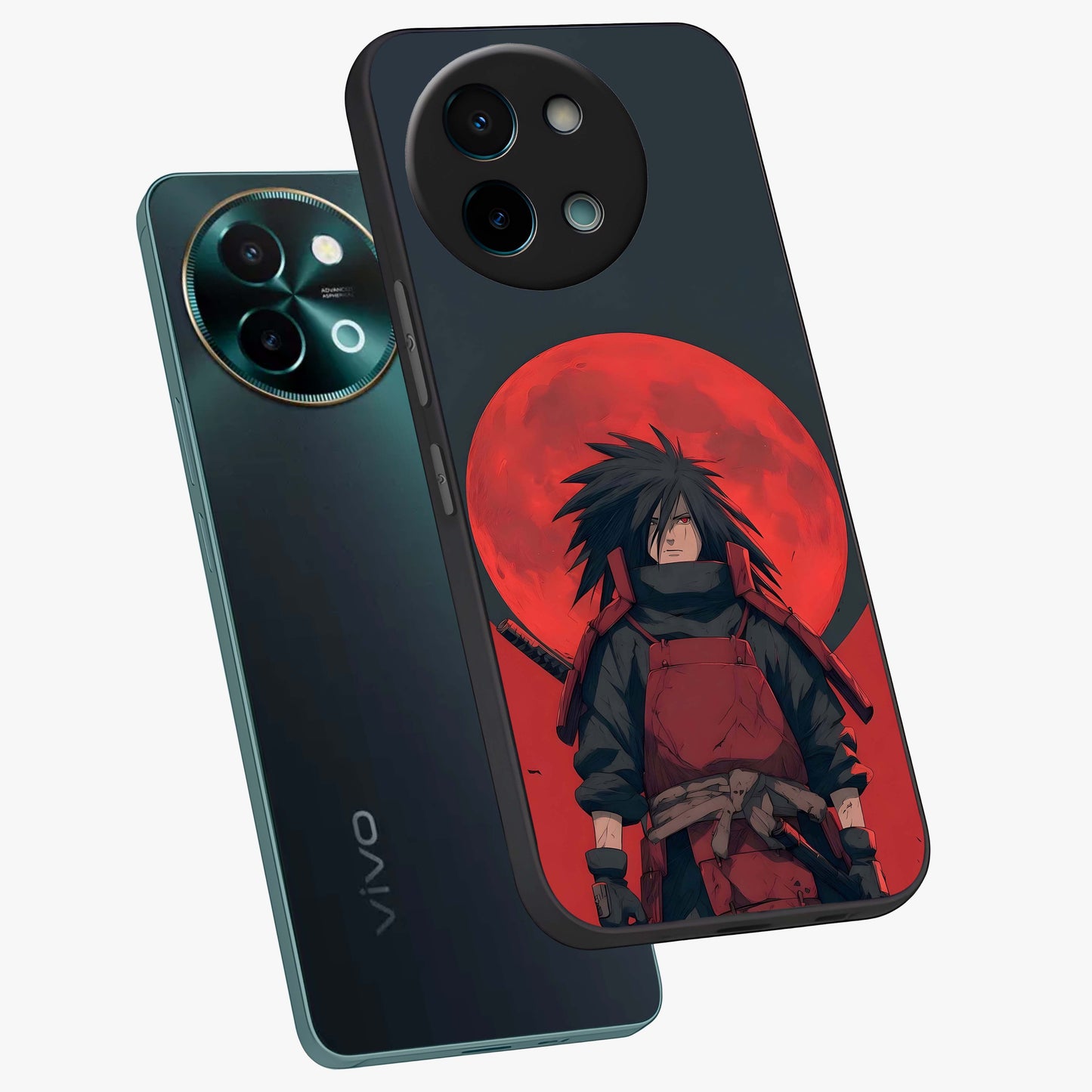 Crimson Moon Warlord Glass Case displayed in angled mockup highlighting dramatic crimson moon design with fantasy aesthetic.