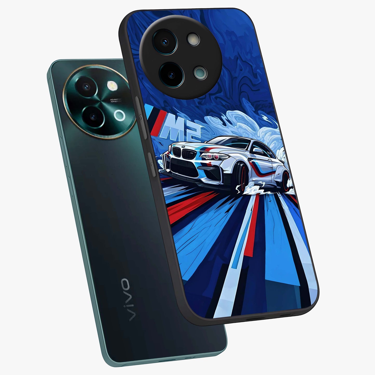 Drift Power Rush Glass Case displayed in angled mockup highlighting powerful drift car design with sporty aesthetic style.