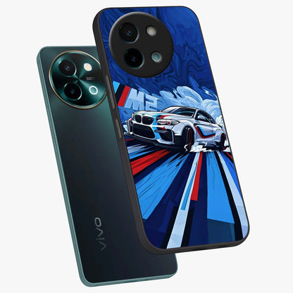 Drift Power Rush Glass Case displayed in angled mockup highlighting powerful drift car design with sporty aesthetic style.