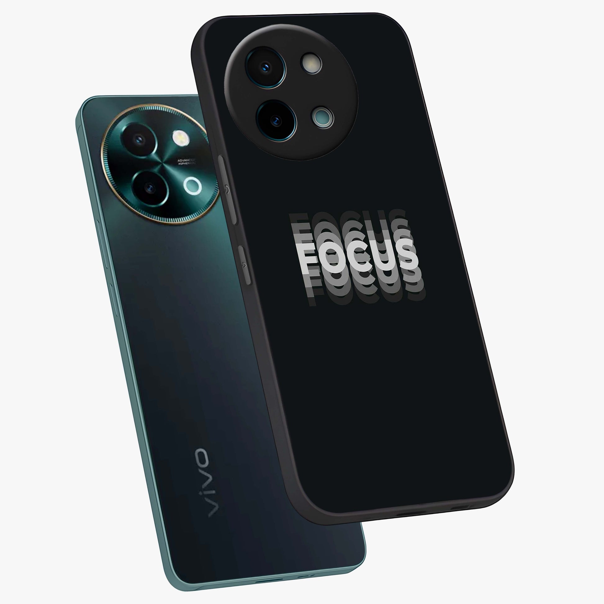 Focus Mode On Glass Case displayed in angled mockup highlighting clean minimal text artwork with modern aesthetic style.