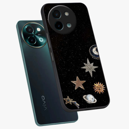 Galactic Charm Glow Glass Case displayed in angled mockup highlighting luminous galaxy inspired design with dreamy aesthetic.