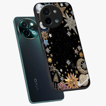 Galactic Jewel Stars Glass Case displayed in angled mockup highlighting shining celestial star design with cosmic aesthetic style.