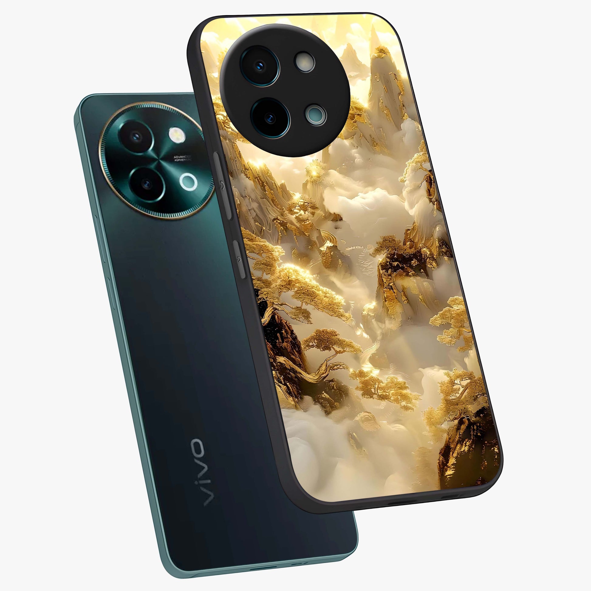 Gates Of Illumination Glass Case displayed in angled mockup highlighting radiant portal inspired design with fantasy aesthetic.