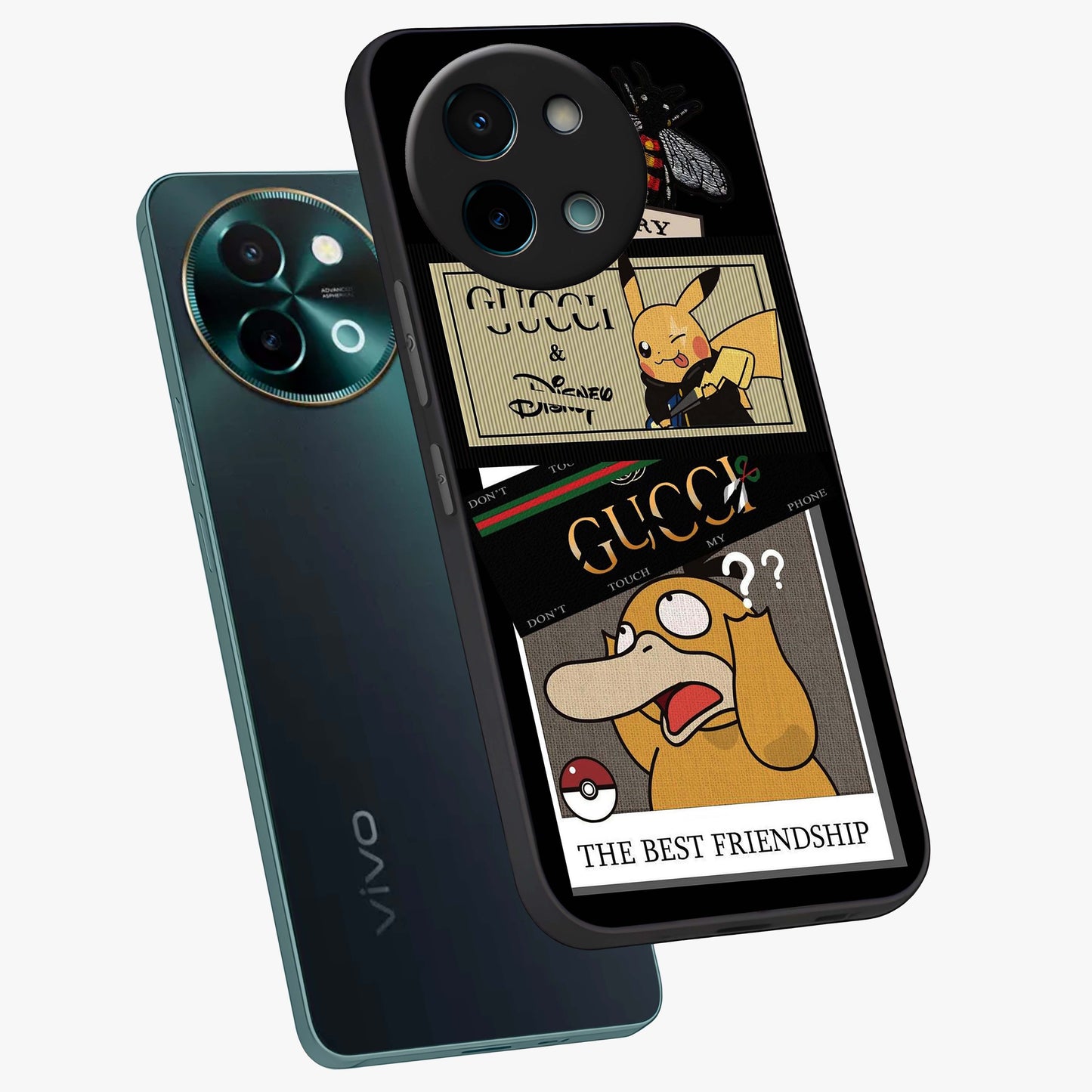 Gucci Play Mashup Glass Case displayed in angled mockup highlighting stylish fashion mashup design with bold aesthetic.