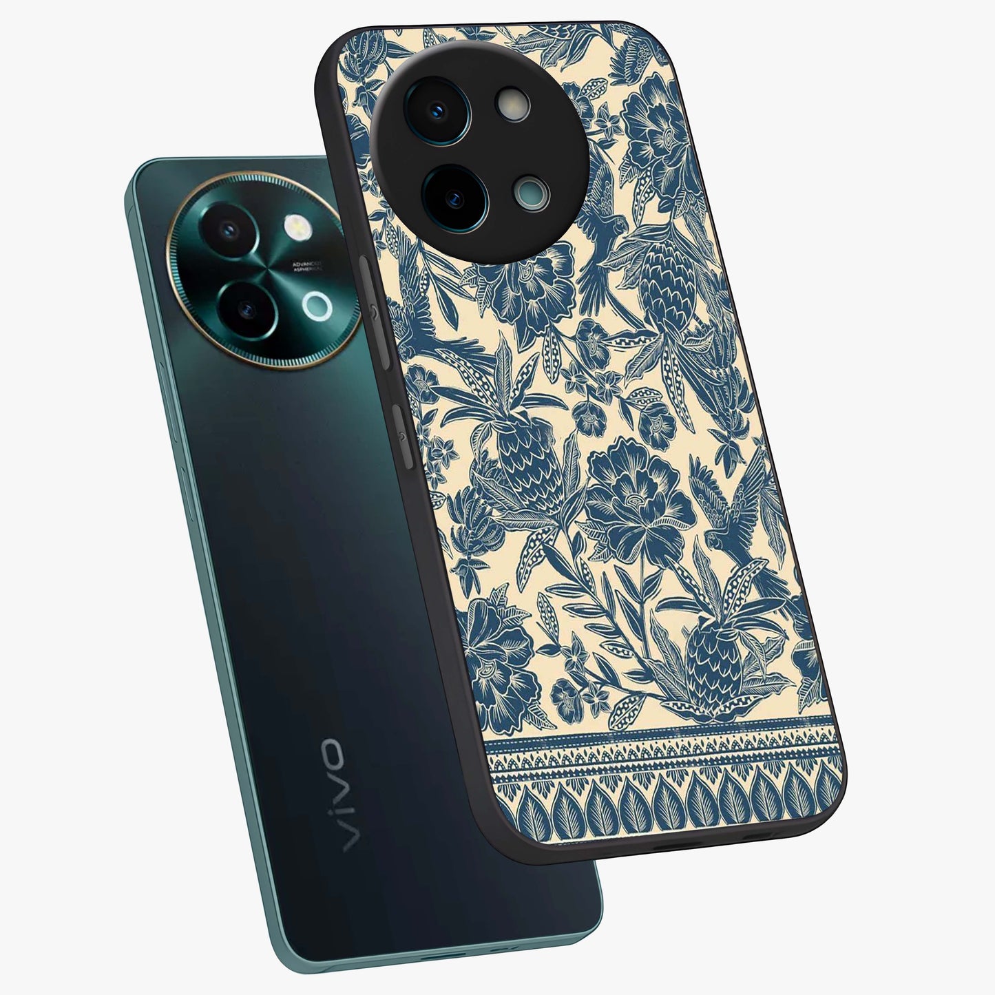 Heirloom Wild Bloom Glass Case displayed in angled mockup highlighting botanical bloom design with classic aesthetic style.
