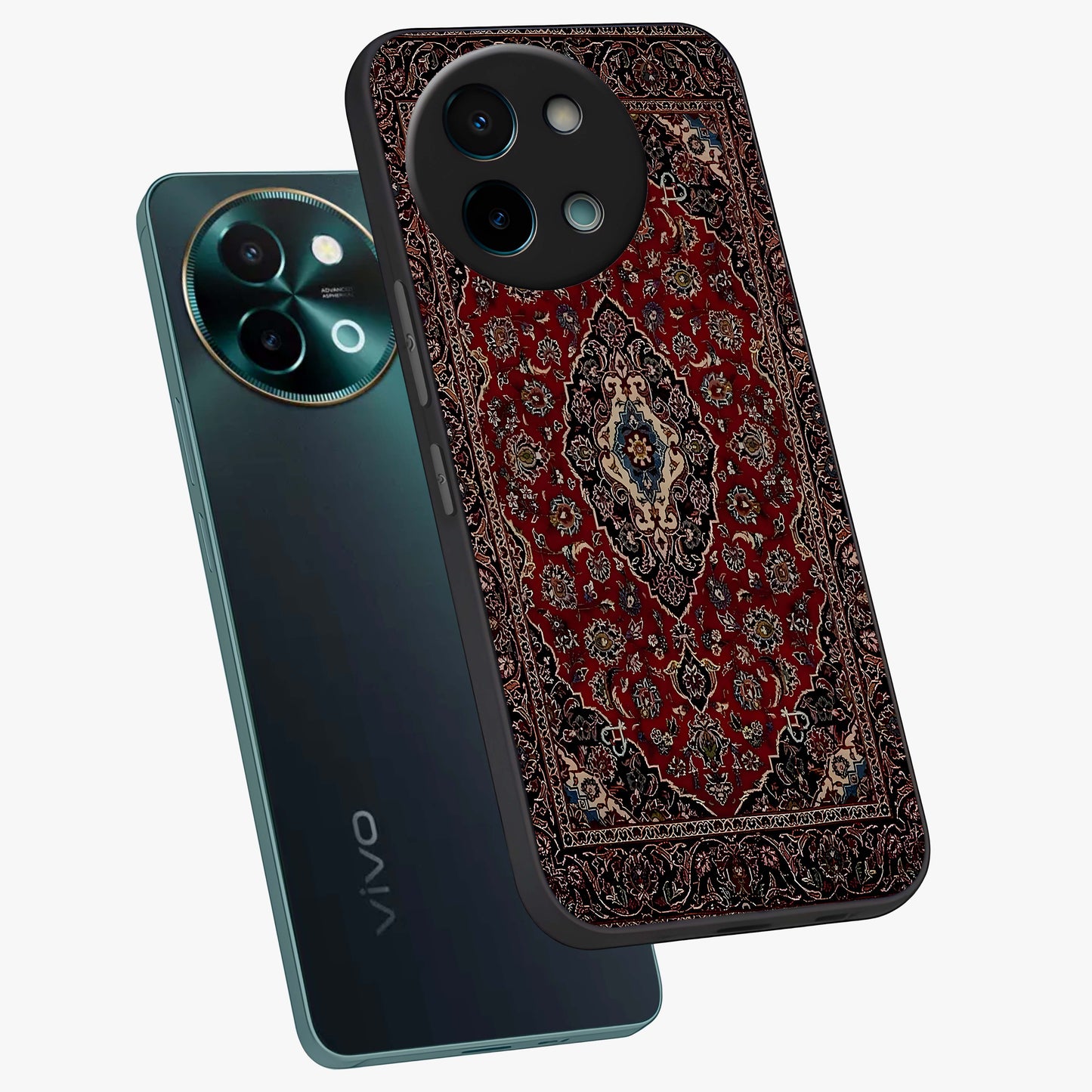 Heritage Carpet Royale Glass Case displayed in angled mockup highlighting intricate royal carpet design with heritage aesthetic.