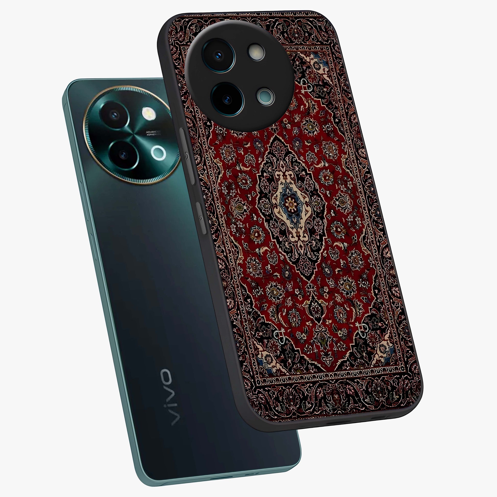 Heritage Carpet Royale Glass Case displayed in angled mockup highlighting intricate royal carpet design with heritage aesthetic.