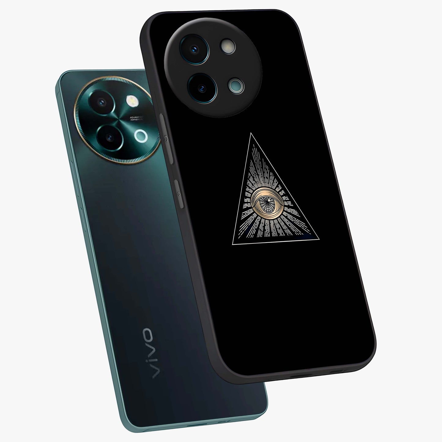 Illuminati Evil Glass Case displayed in angled mockup highlighting dark occult inspired design with bold aesthetic style.