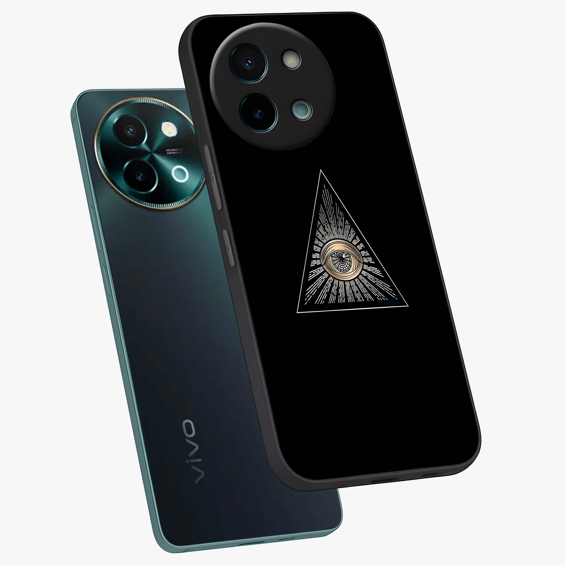 Illuminati Evil Glass Case displayed in angled mockup highlighting dark occult inspired design with bold aesthetic style.