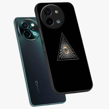 Illuminati Evil Glass Case displayed in angled mockup highlighting dark occult inspired design with bold aesthetic style.