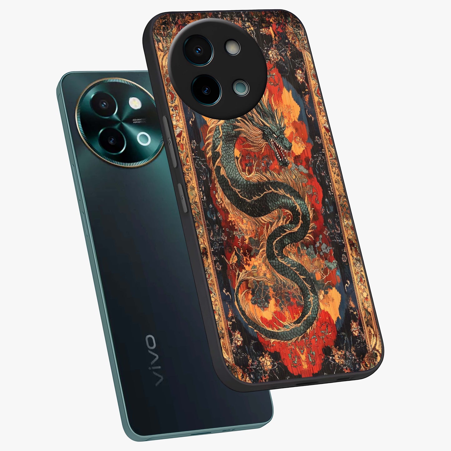 Inferno Dragon Soul Glass Case displayed in angled mockup highlighting powerful dragon illustration with inferno aesthetic.