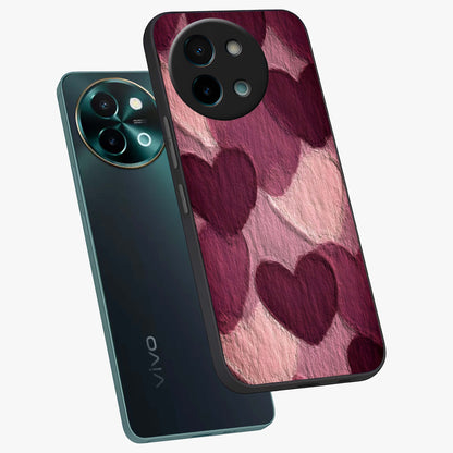 Layered Paper Hearts Glass Case displayed in angled mockup highlighting creative paper craft heart design with romantic aesthetic.