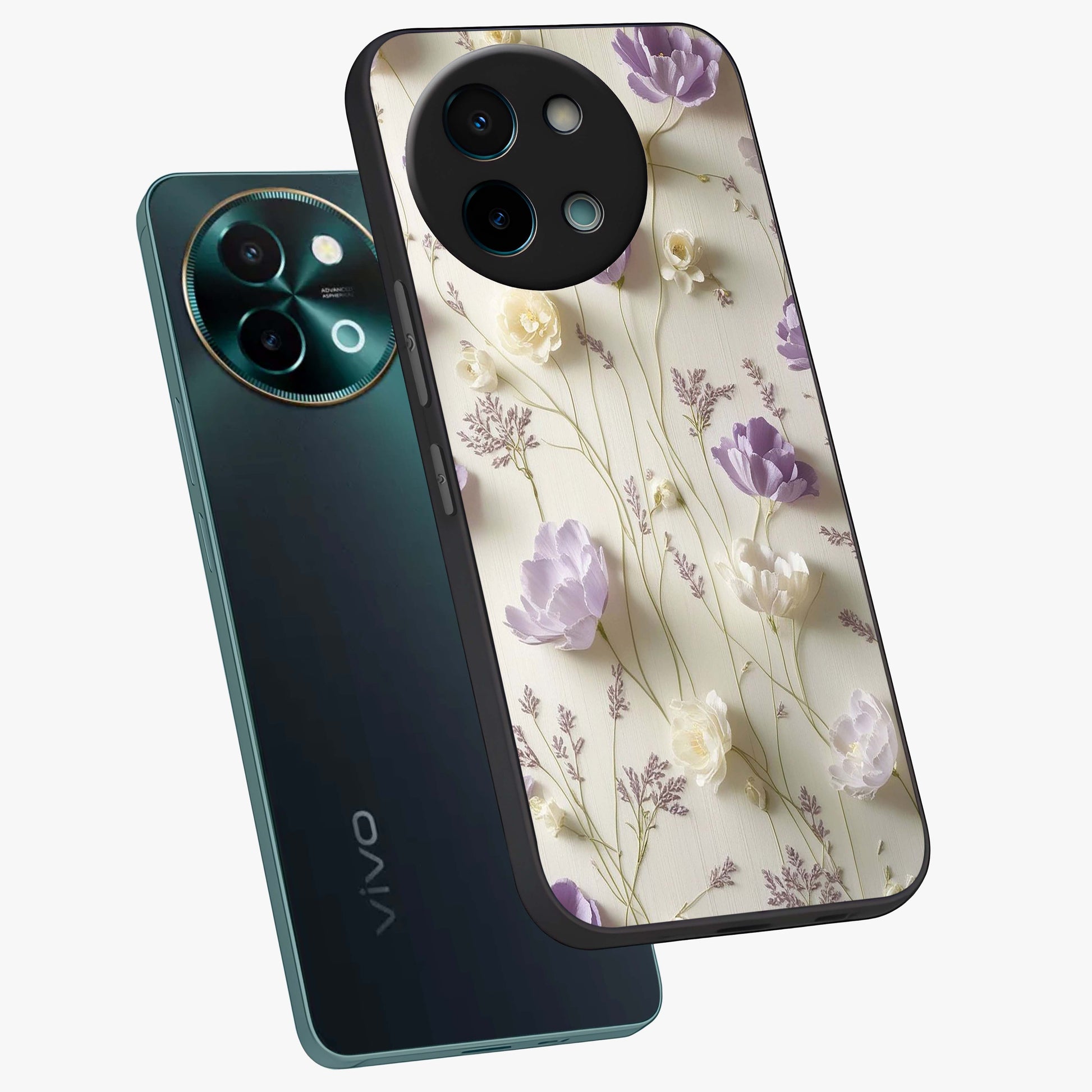 Lilac Breeze Harmony Glass Case displayed in angled mockup highlighting calm lilac breeze design with soothing aesthetic style.
