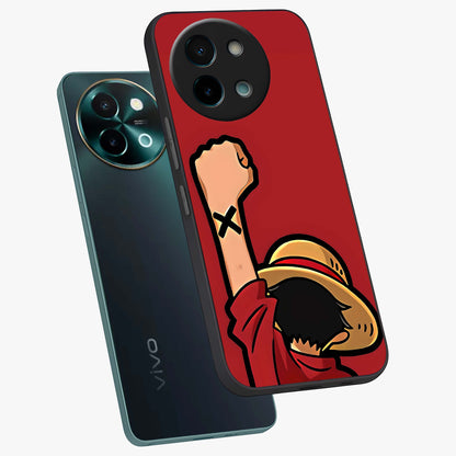Luffy X Spirit Glass Case displayed in angled mockup highlighting powerful anime design with energetic action aesthetic.