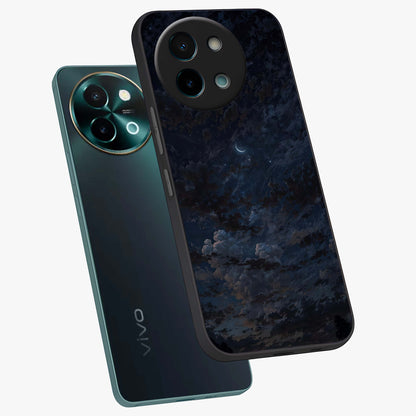 Lunar Veil Silence Glass Case displayed in angled mockup highlighting soft lunar design with peaceful celestial aesthetic.