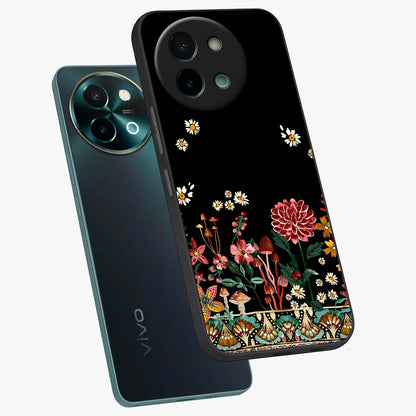 Midnight Bloom Pattern Glass Case displayed in angled mockup highlighting elegant flower design with midnight aesthetic style.
