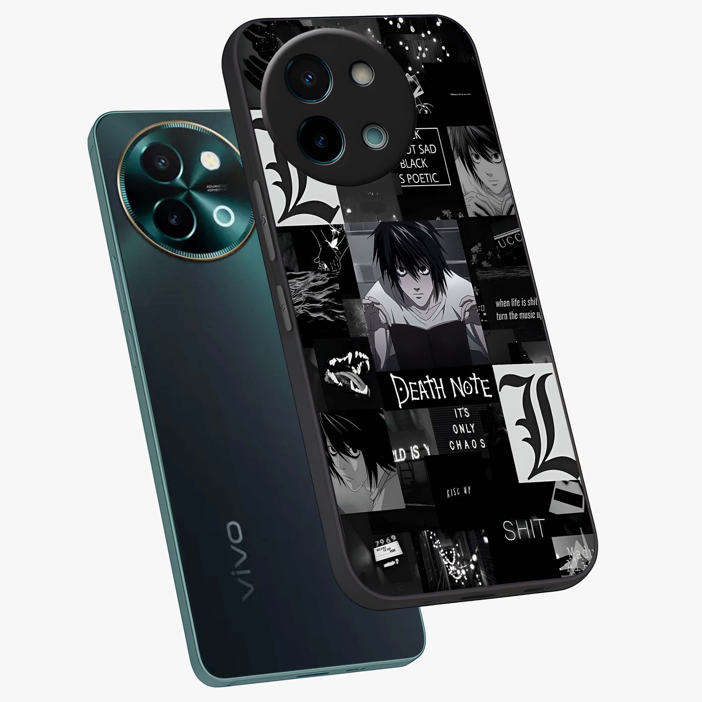 Midnight Chaos Mind Glass Case displayed in angled mockup highlighting chaotic artistic design with dramatic midnight aesthetic.