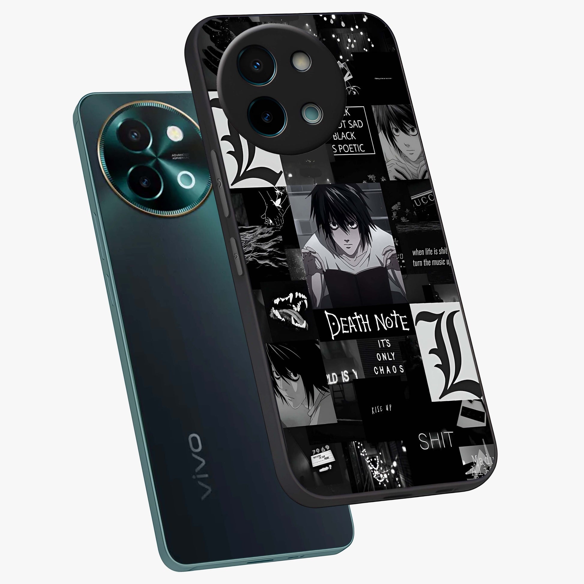 Midnight Chaos Mind Glass Case displayed in angled mockup highlighting chaotic artistic design with dramatic midnight aesthetic.