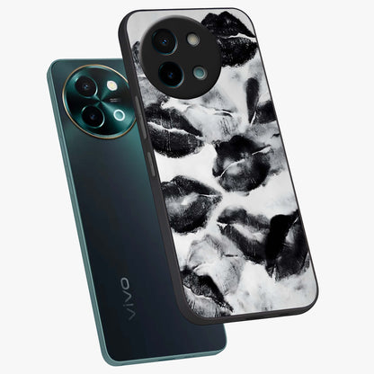 Midnight Kiss Marks Glass Case displayed in angled mockup highlighting playful romantic design with bold midnight aesthetic.