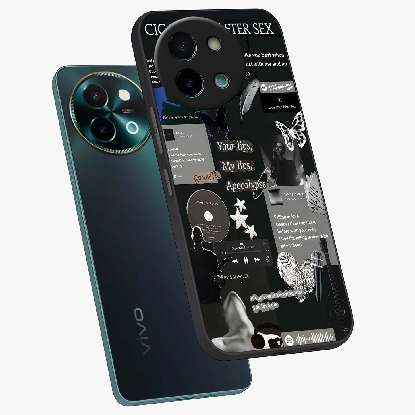 Midnight Love Echo Glass Case displayed in angled mockup highlighting elegant love inspired design with deep aesthetic style.