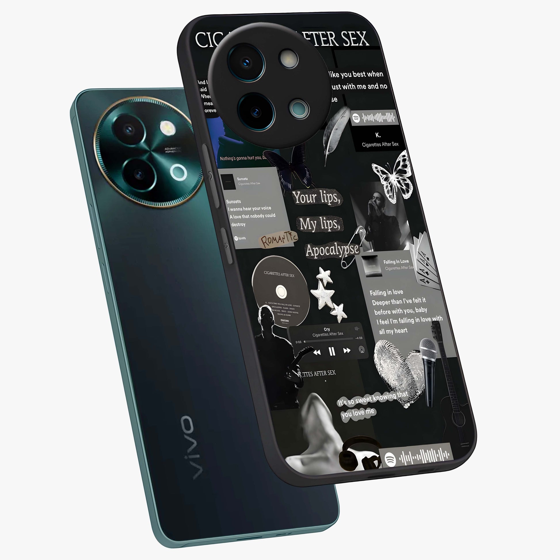 Midnight Love Echo Glass Case displayed in angled mockup highlighting elegant love inspired design with deep aesthetic style.
