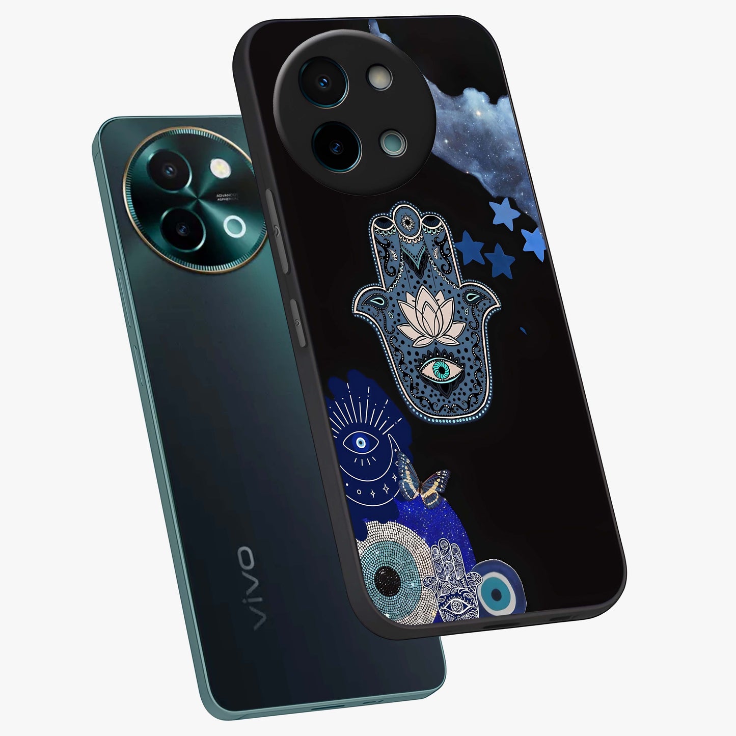 Mystic Hand Aura Glass Case displayed in angled mockup highlighting magical aura design with spiritual aesthetic style.
