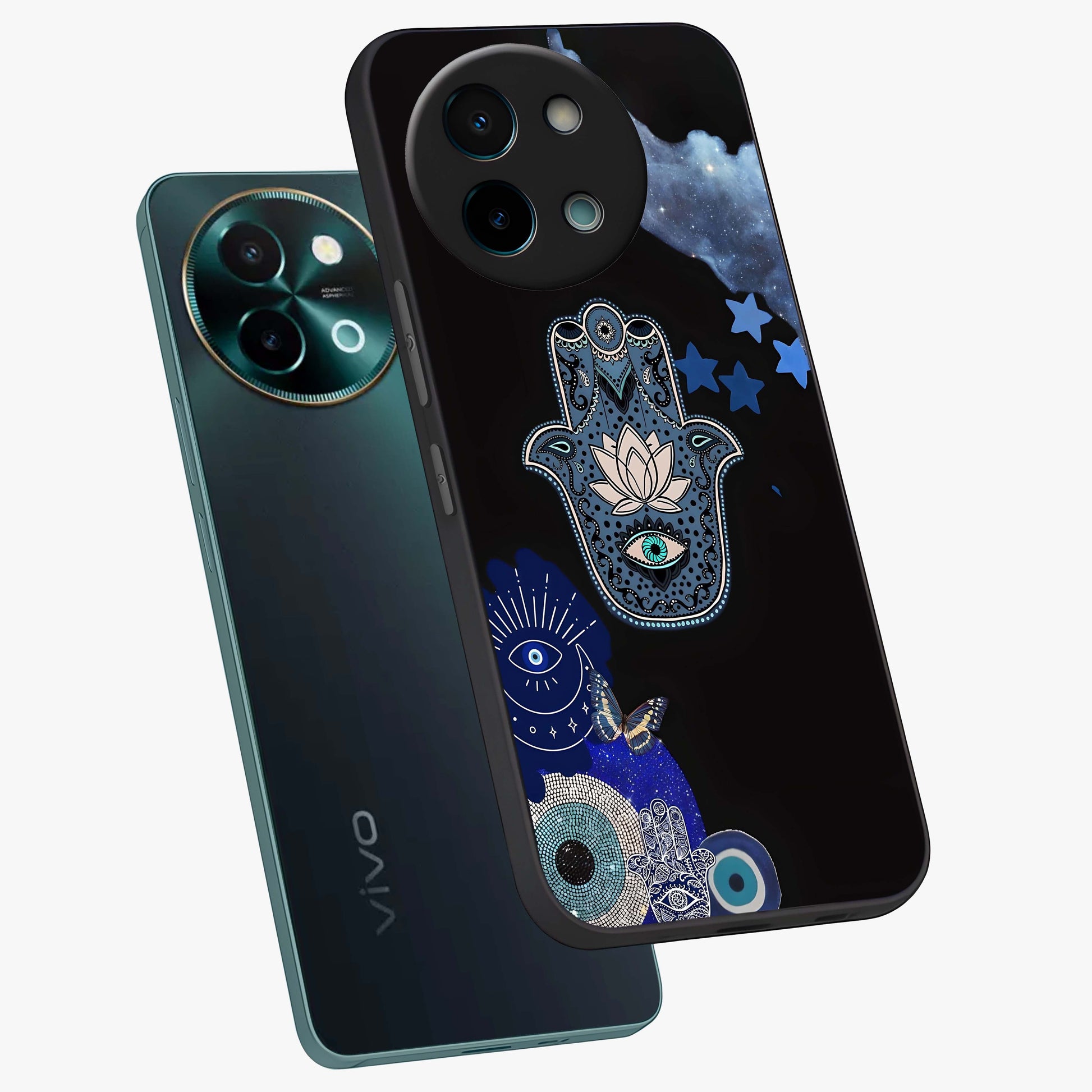 Mystic Hand Aura Glass Case displayed in angled mockup highlighting magical aura design with spiritual aesthetic style.