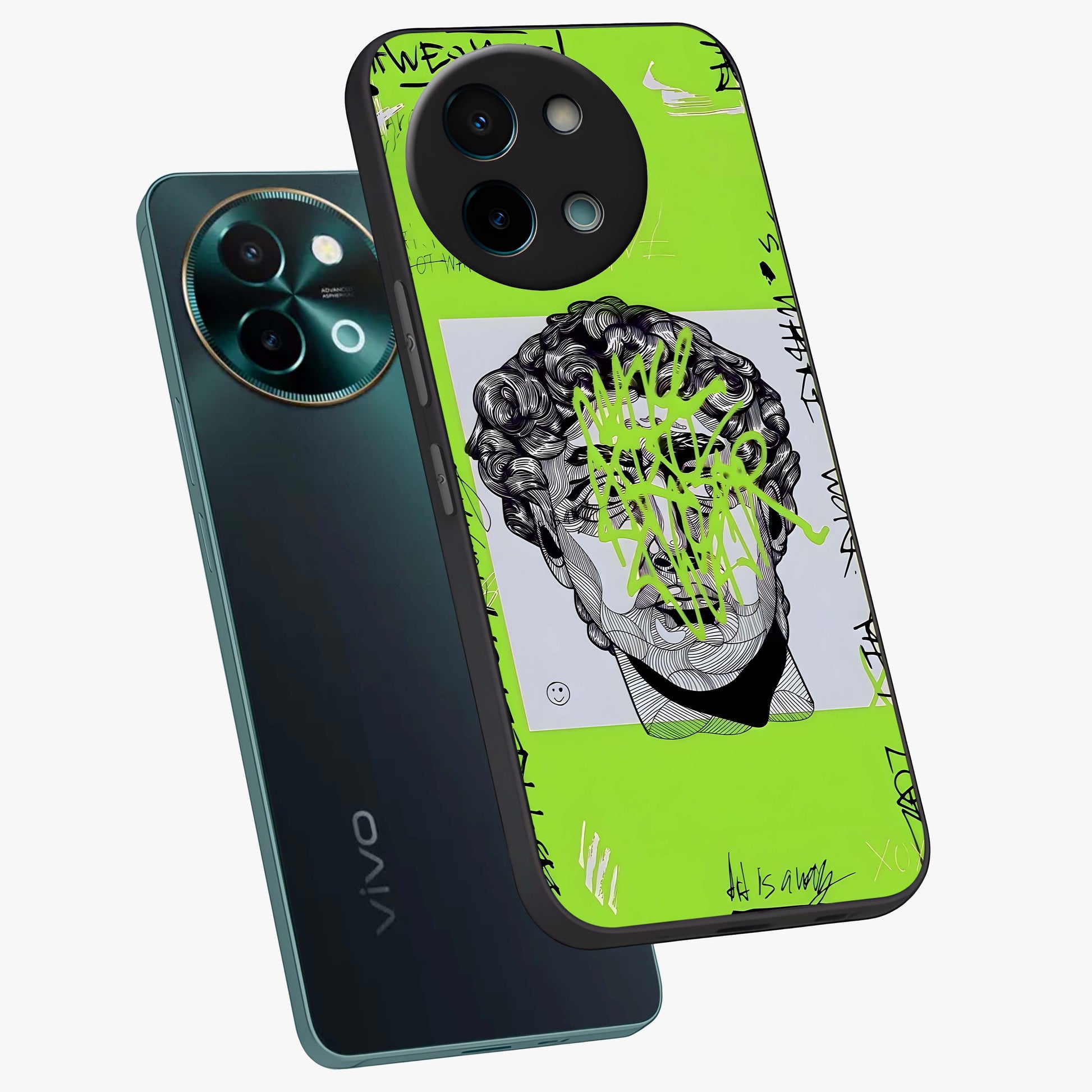 Neo Graffiti Rebellion Glass Case displayed in angled mockup highlighting urban street art design with rebellious aesthetic.