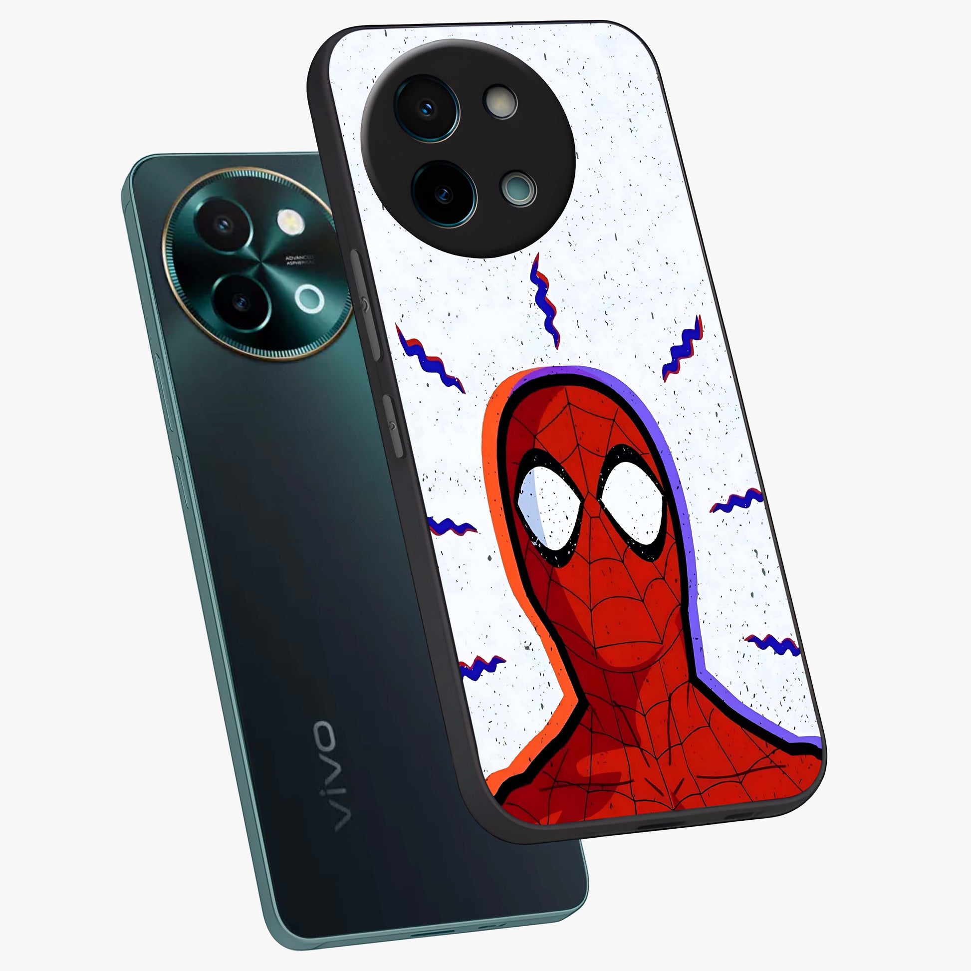 Omg Spiderman Glass Case displayed in angled mockup highlighting dynamic hero illustration with action comic aesthetic.