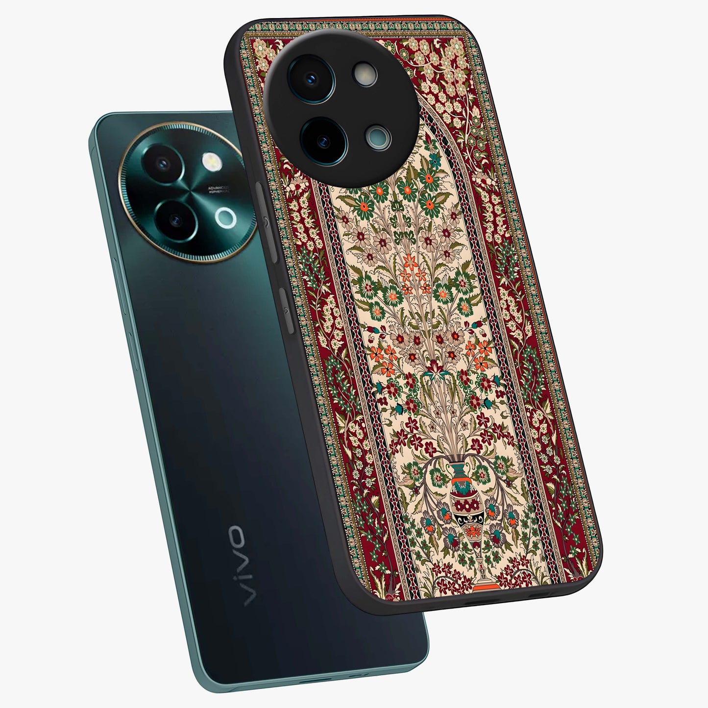 Persian Inspired Glass Case displayed in angled mockup highlighting intricate traditional design with elegant cultural aesthetic.