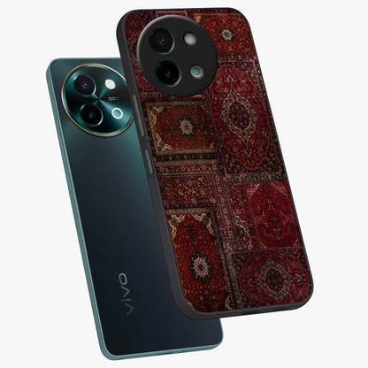 Persian Velvet Tale Glass Case displayed in angled mockup highlighting ornate textile inspired design with royal aesthetic.