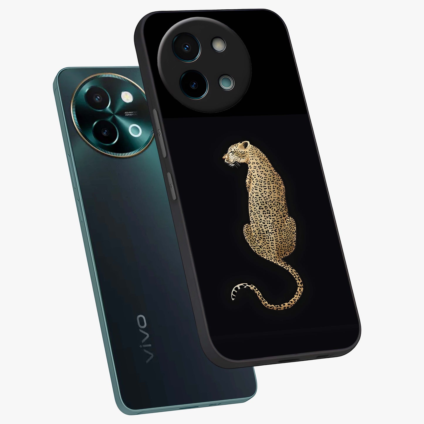 Regal Leopard Glass Case displayed in angled mockup highlighting powerful animal illustration with stylish wild aesthetic.