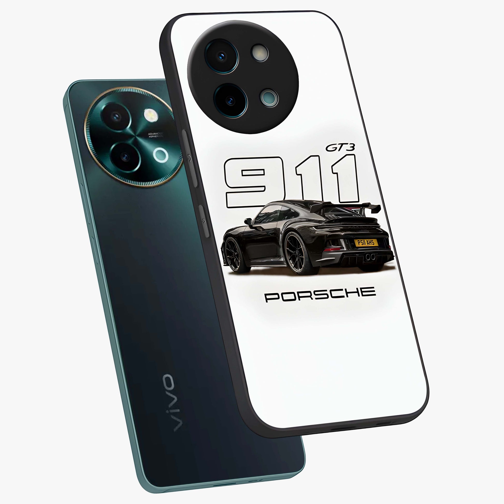 Turbo Legacy Icon Glass Case displayed in angled mockup highlighting dynamic automotive design with performance aesthetic.