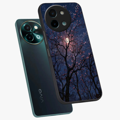 Twilight Sakura Serenade Glass Case displayed in angled mockup highlighting delicate sakura flower design with dreamy aesthetic.