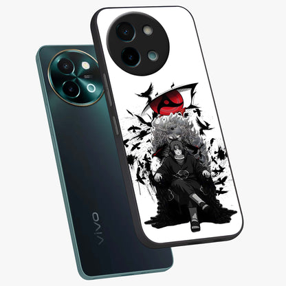 Uchiha Shadow Throne Glass Case displayed in angled mockup highlighting glowing aquatic design with celestial aesthetic.