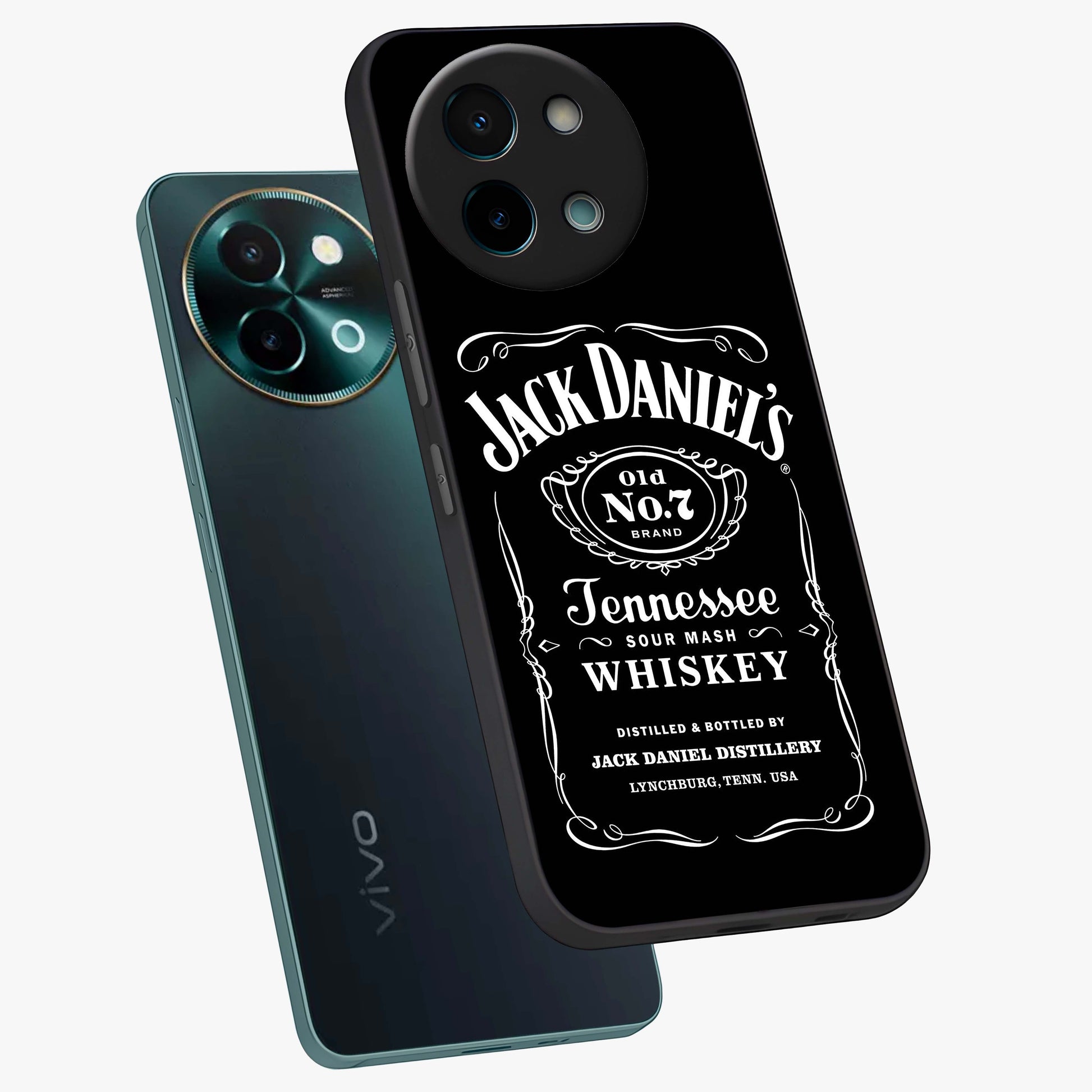 Vintage Whiskey Heritage Glass Case displayed in angled mockup highlighting retro beverage themed design with heritage aesthetic.