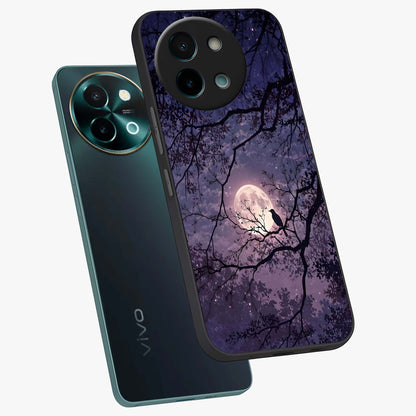 Whispering Moon Silence Glass Case displayed in angled mockup highlighting calm lunar design with dreamy night aesthetic.