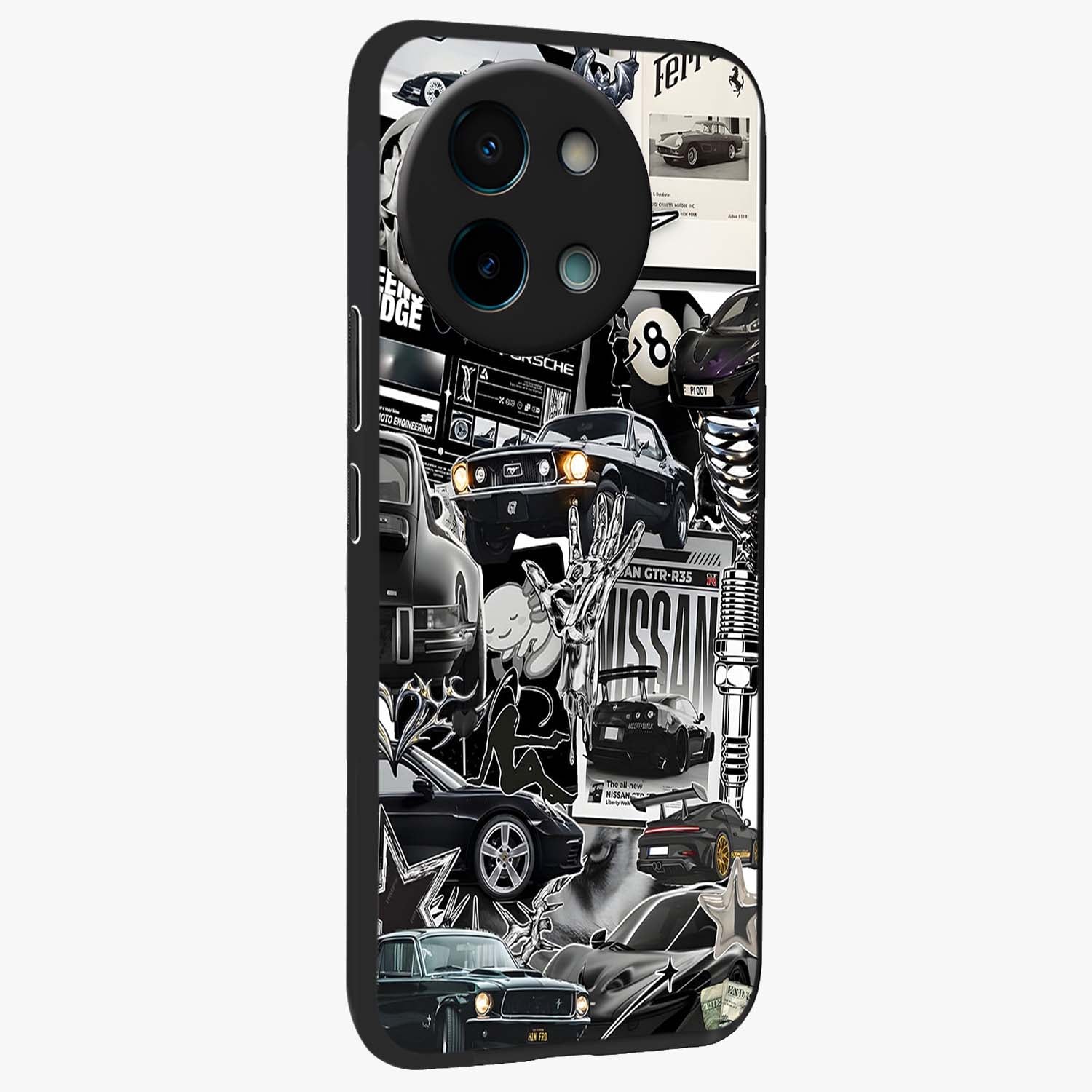 Aesthetic Dark Love Glass Case upright view showcasing dramatic romantic artwork with modern aesthetic style.