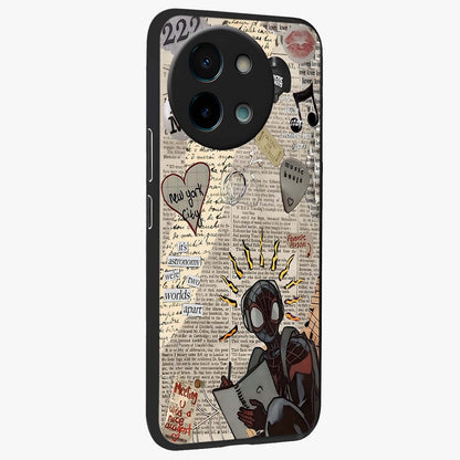 City Dream Sketch Glass Case upright view showcasing urban skyline artwork with stylish hand drawn design.