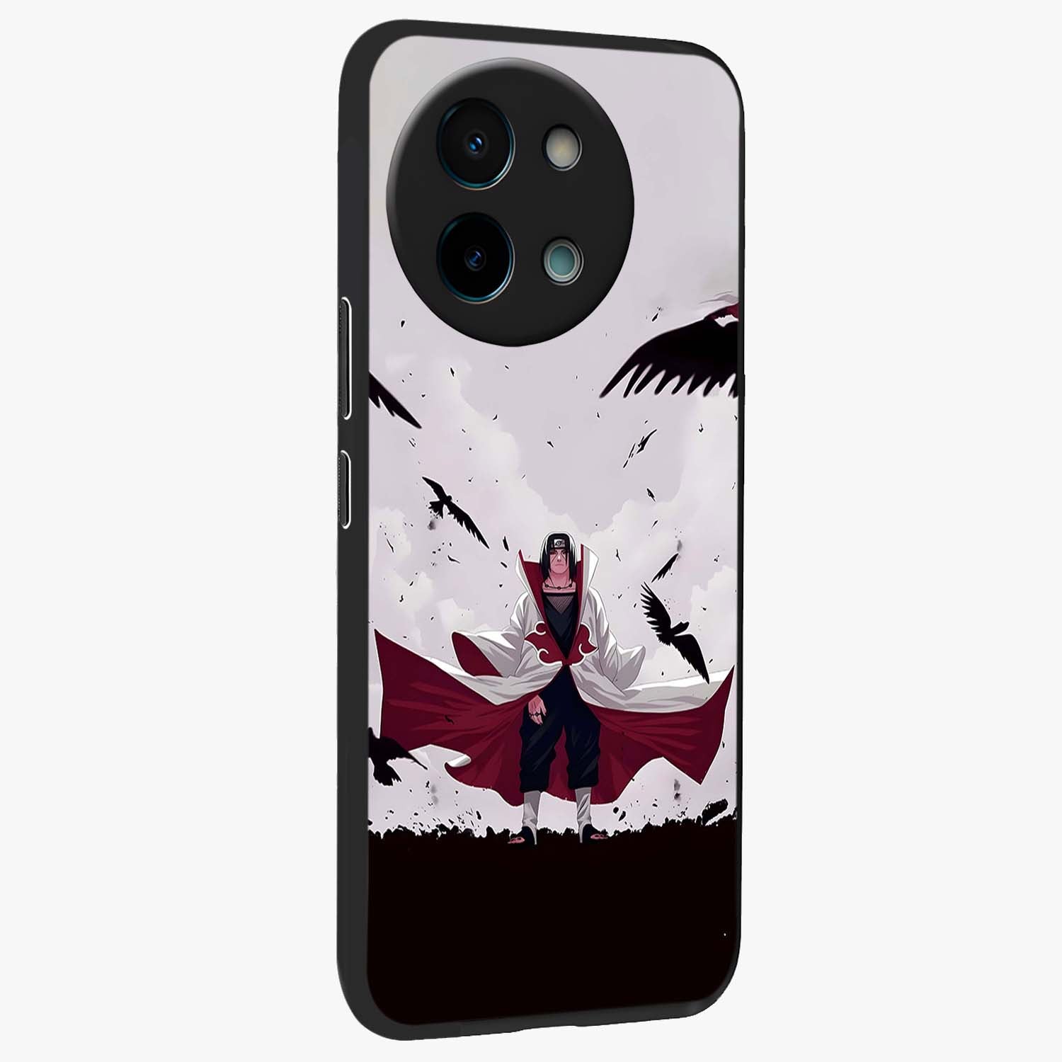 Crimson Crow Ascension Glass Case upright view showcasing dramatic crow artwork with bold gothic theme.