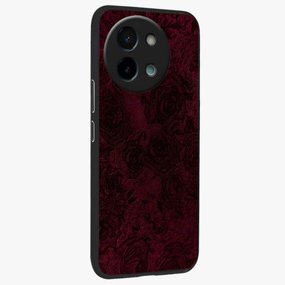 Crimson Fade Flow Glass Case upright view showcasing dynamic crimson flow artwork with stylish abstract theme.