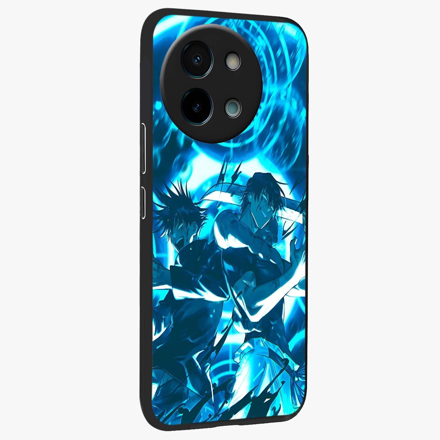 Cursed Energy Clash Glass Case upright view showcasing dramatic clash artwork with bold supernatural theme.