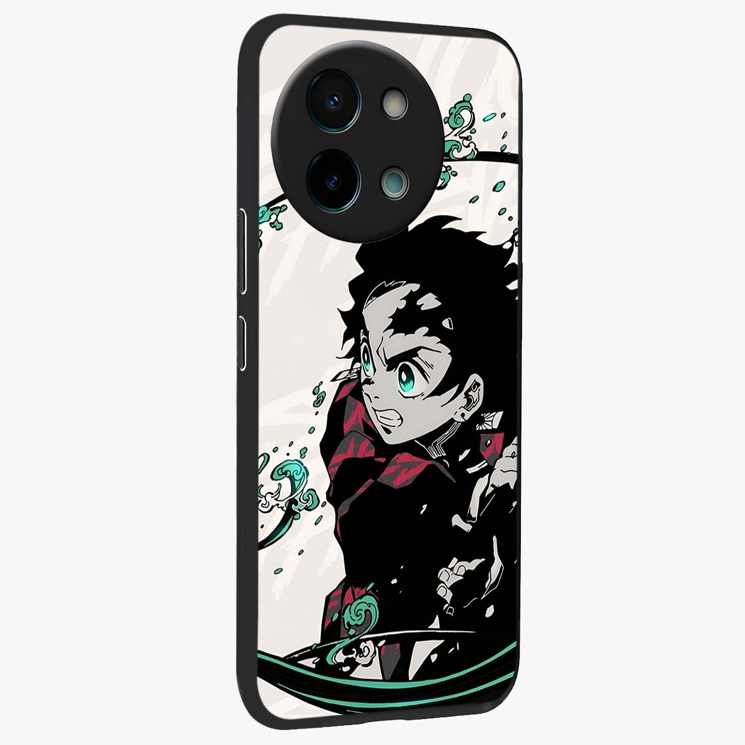 Demon Slayer Glass Case upright view showcasing powerful anime artwork with intense warrior theme.